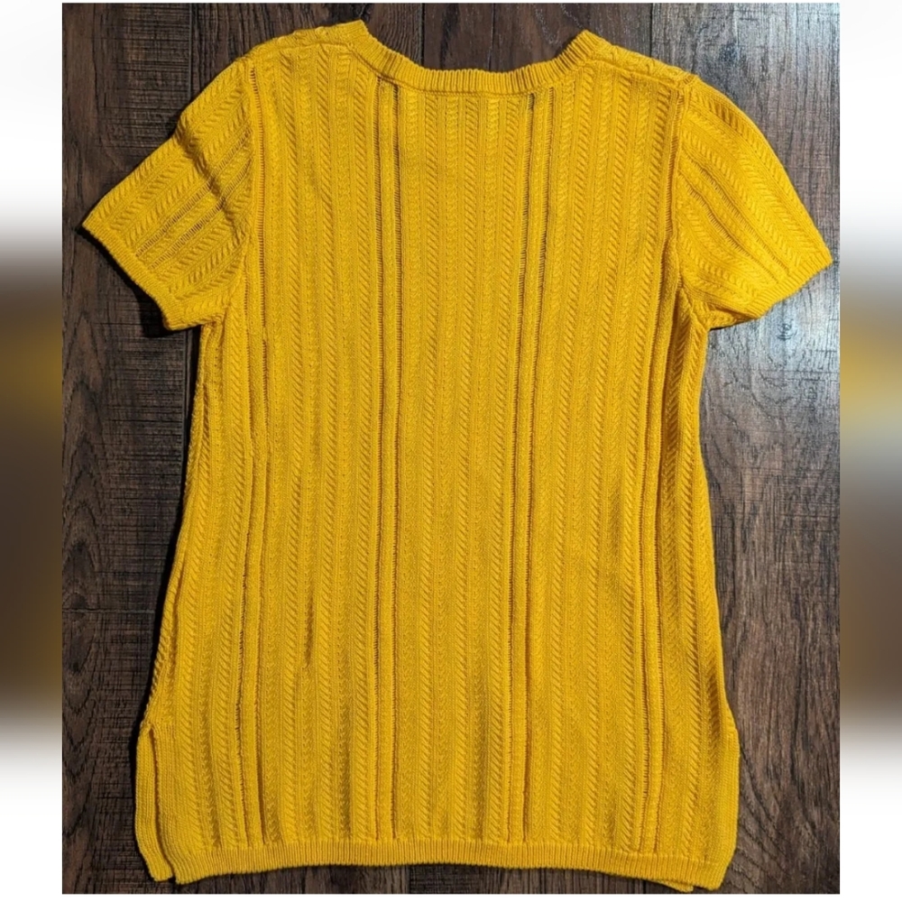 Brooks Brothers Sweater Womens Medium Goldenrod Short Sleeve Blouse 100% Cotton - Picture 11 of 14